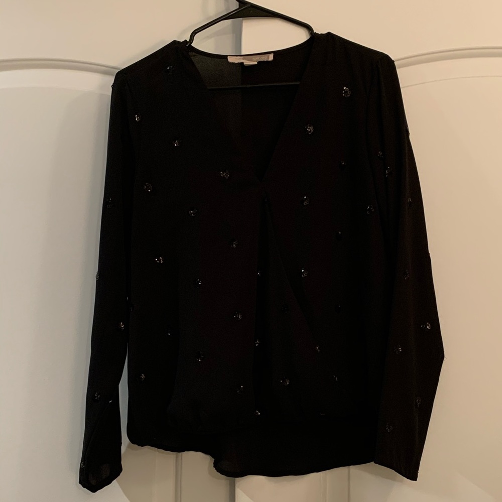 Black long sleeve sparkle top
